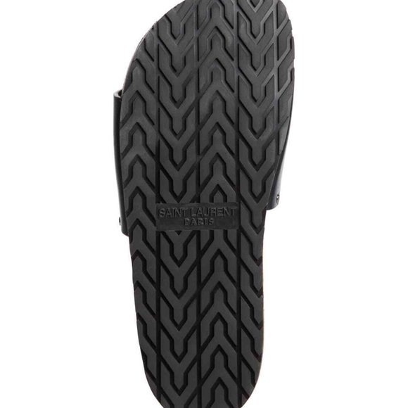 SAINT LAURENT Jimmy Logo Stud Slide Sandals - Picture 4 of 4